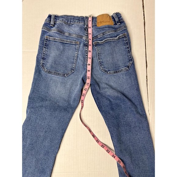 ZARA Kids Jeans Flare Boot Cut Solid Blue Jeans Size 11-12 Adjustable Waist - Picture 6 of 9